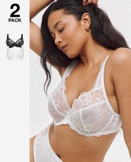 2 Pack Ella Lace Full Cup Wired Bras