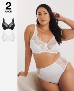 2 Pack Ella Lace Non Wired Full Cup Bras