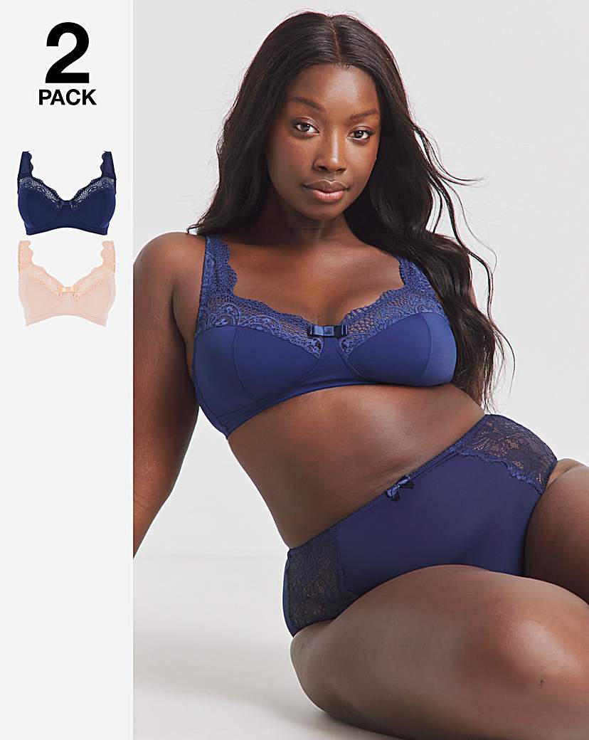 2 Pack Lottie Lace Bras Navy/Blush