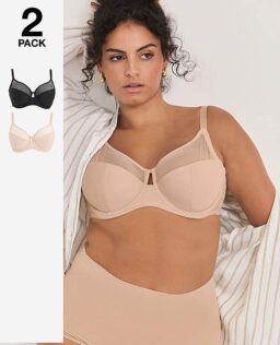 2 Pack Mesh Minimiser Wired Bras