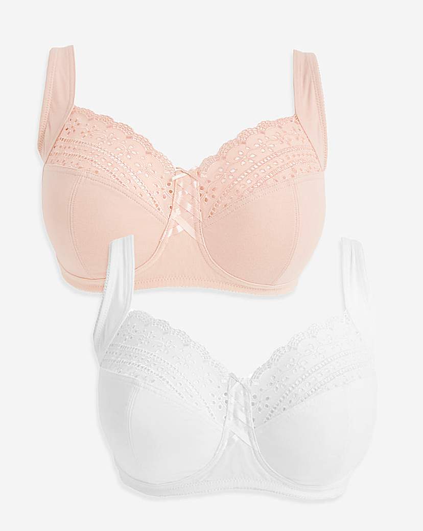 2 Pk Blush/White Jane Non Wired Bras