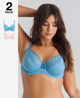 2 Pk Pink/Blue Jane Full Cup Wired Bras