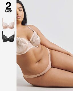 2Pack Laura Full Cup Bras BlackBlush - Black/Blush