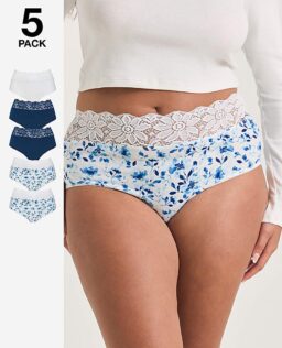 5 Pack Lace Top Full Fit Knickers