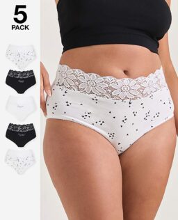 5Pack Lace Top Full Fit Knickers