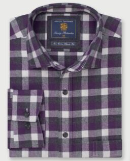 Damart Brook Taverner Melange Check Casual Long Sleeve Shirt