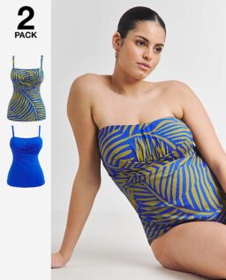 Magisculpt 2Pack Bandeau Tankini Tops - Leaf Print - Silicone
