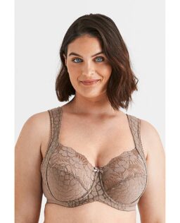 Miss Mary Jacquard  Lace Wired Bra - Taupe - Polyester (52.00) #0108