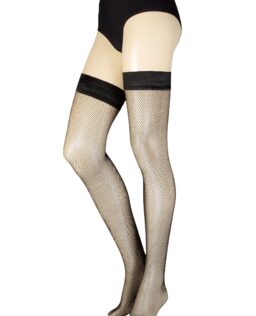 Women's 1 Pair Charnos Spot Net Backseam Hold Ups Black Smal